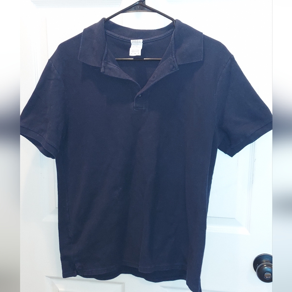 5 GILDAN Polo Short-sleeved Shirts Bundle - Navy Blue- Size Medium